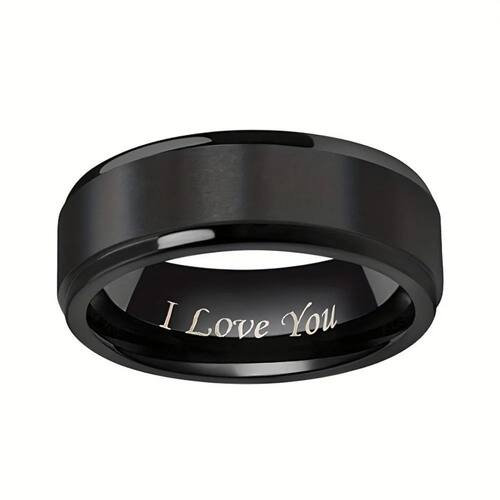 1pc I Love You Engraved Titanium Steel Ring - Durable,