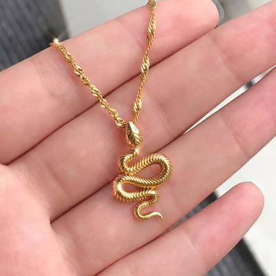 Stainless Steel Snake Necklaces For Women Men Gold Color