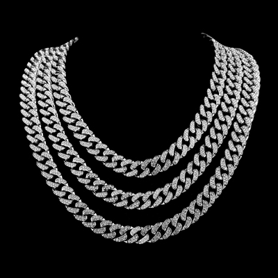 Men Miami Ice Out Hip Hop Cuban Link Chains Necklaces Gold
