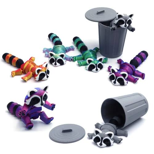 3D Printed Articulated Raccoon Animal Toys Multi-Jointed