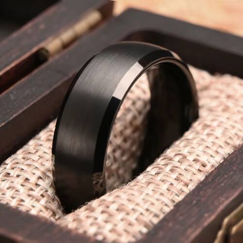 Black tungsten carbide ring for man anillos bague homme