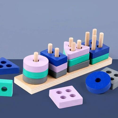 Mini Montessori Toy Wooden Building Blocks Educational Toys