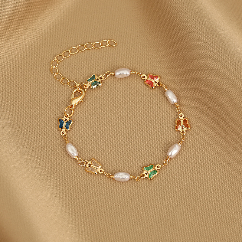 Fashion Rainbow Crystal Butterfly Bracelet for Women Girls