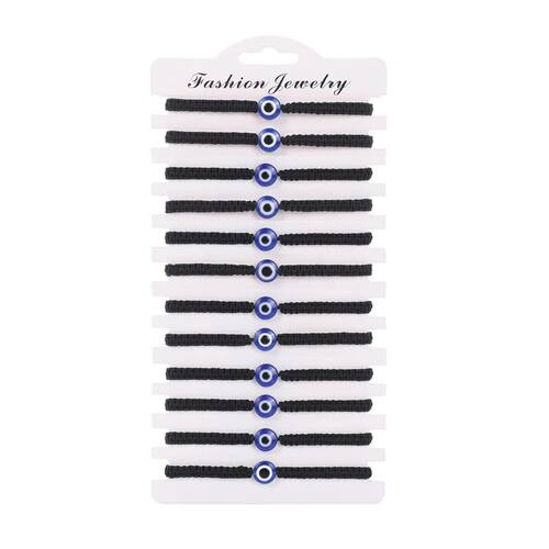 12pcs/set Blue Eye Charms Bracelet for Women Men Adjustable