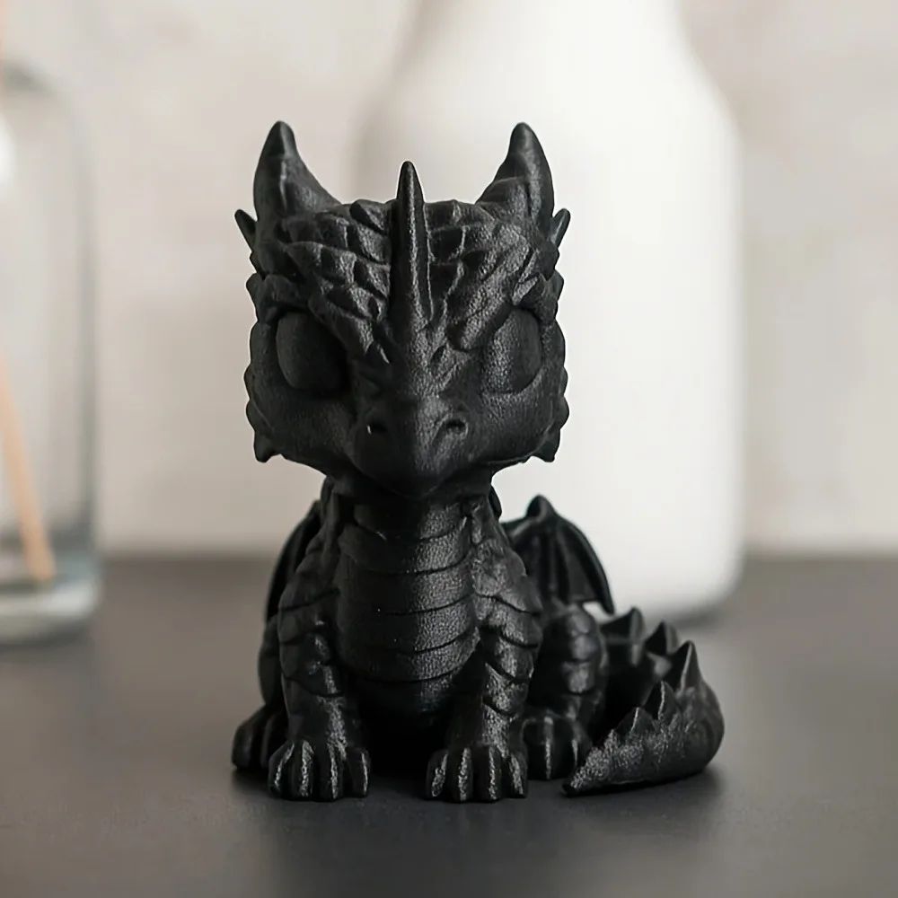 3D Printed Dragon Cub Statue - Mini Dragon Baby Sculpture,图片