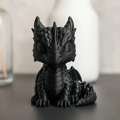 3D Printed Dragon Cub Statue - Mini Dragon Baby Sculpture,