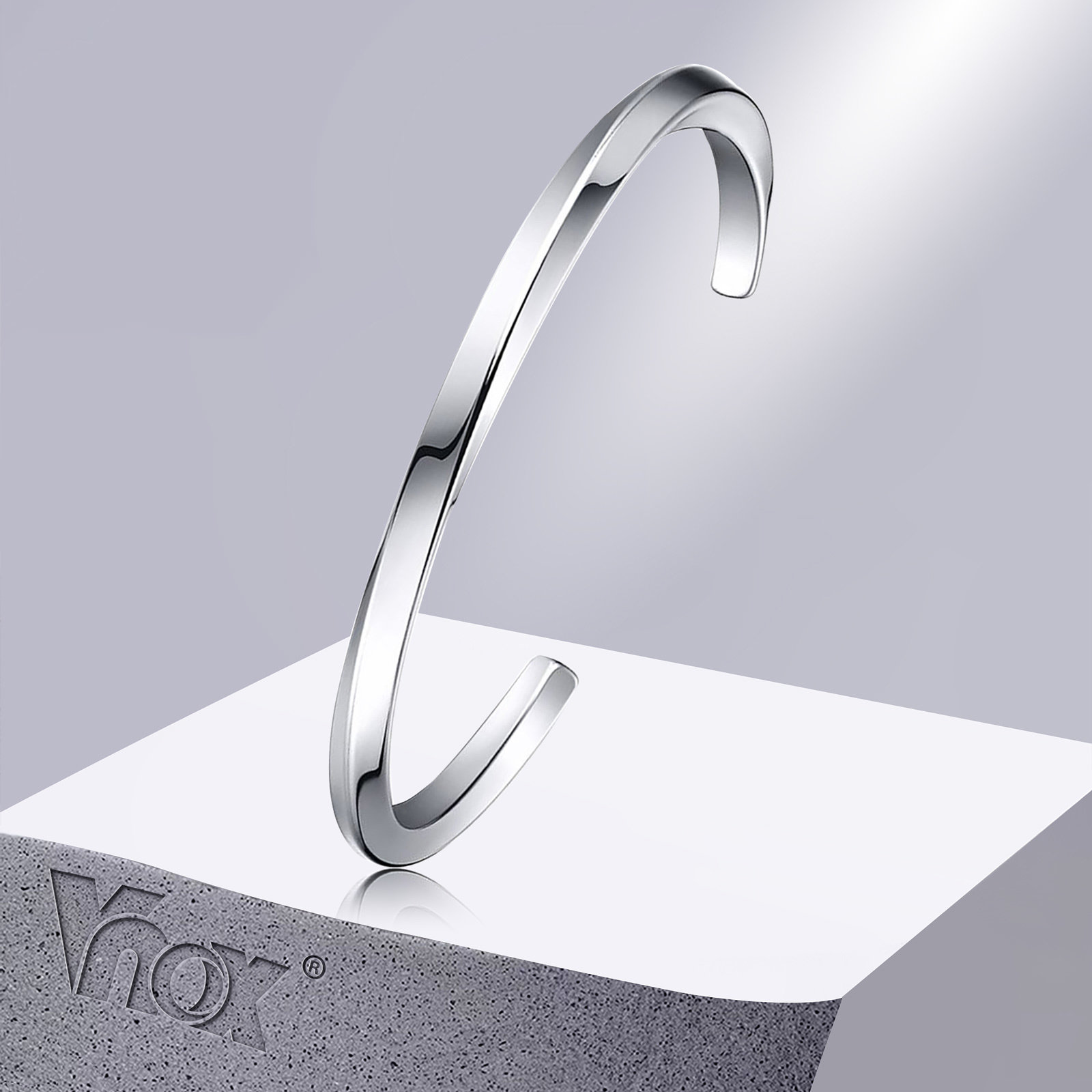 Vnox Vintage Stainless Steel Bangle for Men Women Mobius