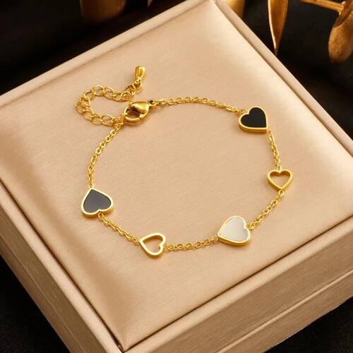 Stainless Steel Heart Love Charm Bracelet For Women Girl