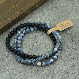 Rock Set 3Pcs Beaded 6mm Bracelet Stone Mix Beads Color Man