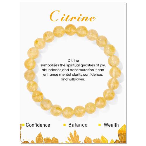 Natural Citrines Beaded Bracelet Yellow Quartzs Natural