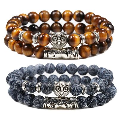 Black Lava Tiger Eye Weathered Stone Bracelets Bangles