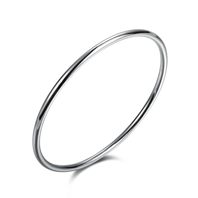 Silver Plating Bangles 3mm Thick Silver Color Bracelet