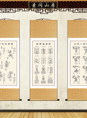 易筋经八段锦五禽戏中医馆装饰画