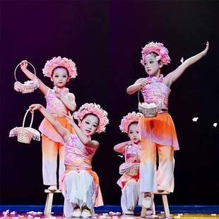 新款儿童簪花入梦演出服中国古典舞浔埔花香舞蹈幼儿簪花姑娘群舞