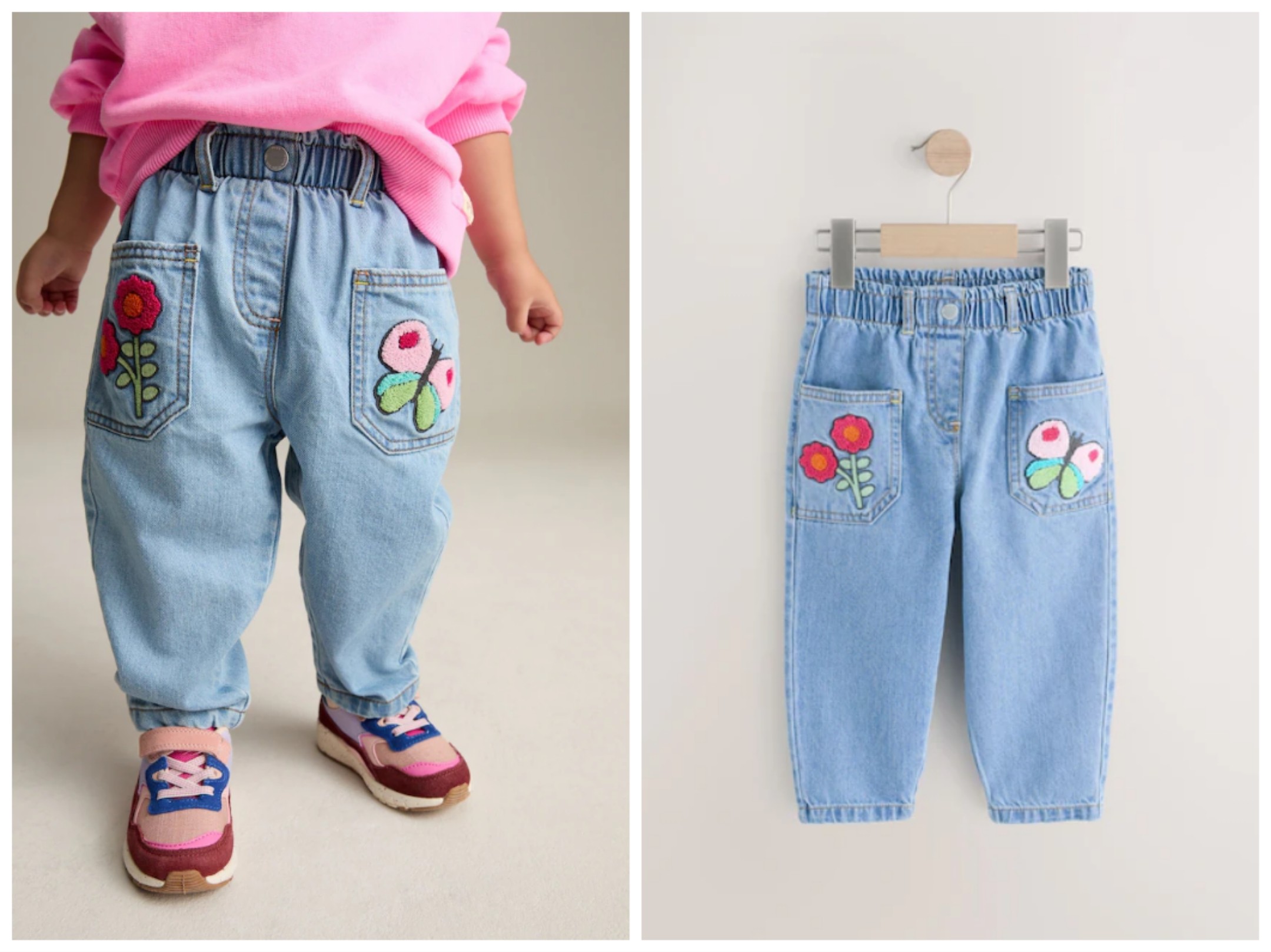 英国Next童装25新款女童女宝宝浅蓝色蝴蝶绣花纯棉牛仔裤 长裤子,童装/婴儿装/亲子装,儿童牛仔裤,淘宝优惠券,粉丝福利购,淘宝优惠卷