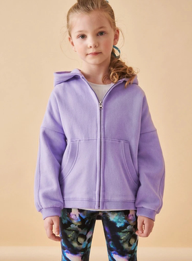 现货英国next亲子春秋女童大女孩简洁运动风拉链连帽卫衣外套上衣