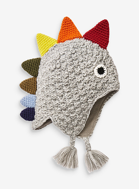 【现货】英国NEXT正品蓝色恐龙帽冬天加厚针织帽保暖护耳儿童帽子