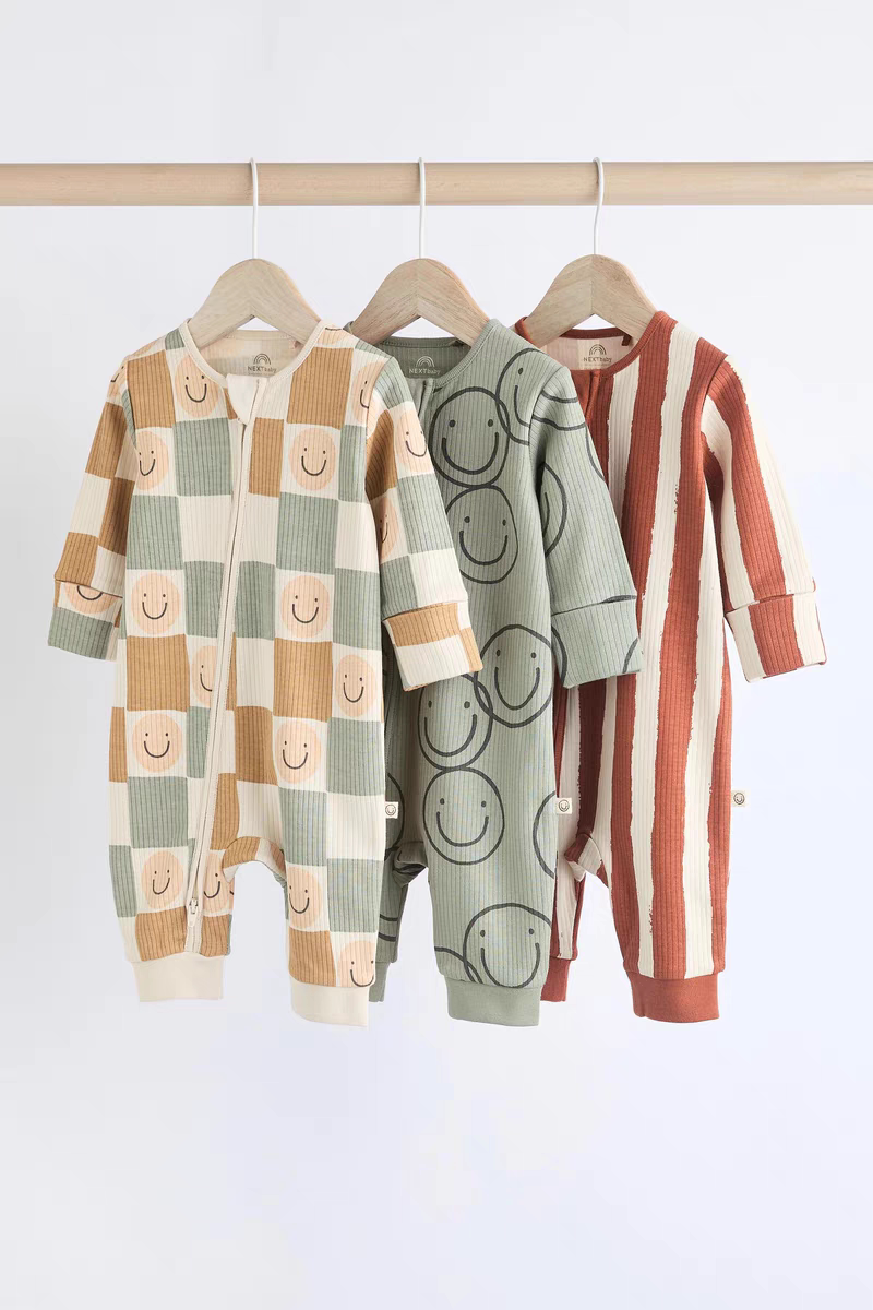 现货英国next童装新生婴儿男宝宝双向拉链不包脚纯棉长袖连体衣3