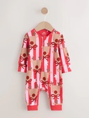 英国Next童装 25新款 男女宝宝婴儿圣诞驯鹿不包脚拉链连体衣爬爬服