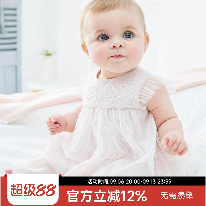 现货英国next女宝宝婴儿满月百日周岁生日宴会连衣裙公主纱裙子