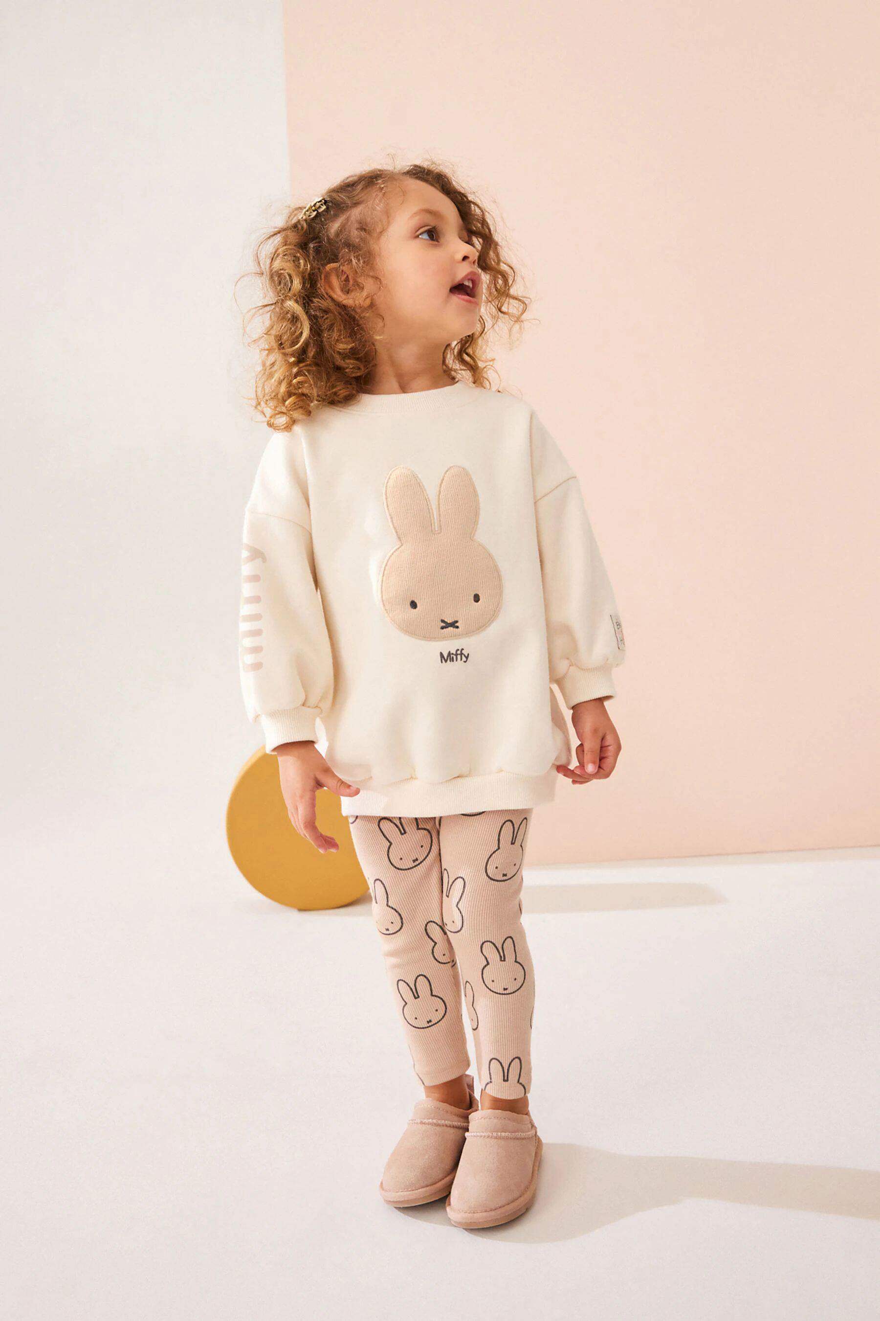 英国NEXT童装24秋新女童女宝宝米菲兔卡通薄绒卫衣弹力内搭裤套装