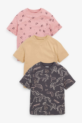 现货英国next亲子装男女童大女孩独角兽彩虹纯棉圆领短袖T恤上衣