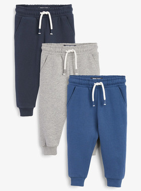 英国Next童装25秋冬男童男宝宝百搭加绒运动裤长裤子休闲裤3条