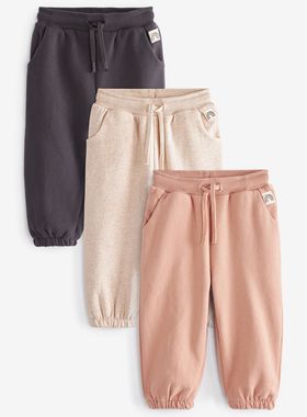 现货英国NEXT童正品秋冬女童女宝纯色运动裤子女孩加绒长裤3条