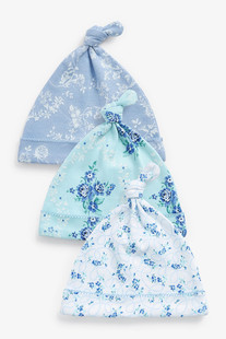 现货英国Next进口童装春女宝宝新生婴儿纯棉帽子胎帽3件组