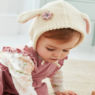 现货英国正品圣诞麋鹿宝宝帽子冬季保暖毛绒帽可爱护耳帽针织帽子