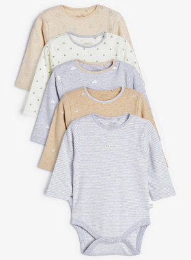 现货英国NEXT童装正品男女宝宝婴儿纯棉素色包屁衣哈衣三角爬服