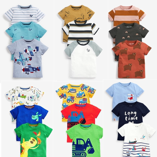 现货英国NEXT童装正品夏新男宝宝男童卡通纯棉圆领短袖T恤上衣3件