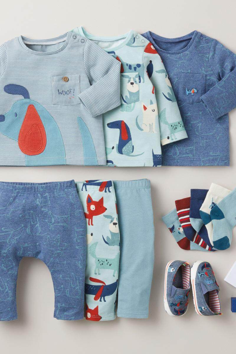 现货英国NEXT童装男婴儿宝宝秋装蓝色小狗全棉长袖T恤上衣3件套装,童装/婴儿装/亲子装,T恤,淘宝优惠券,粉丝福利购,淘宝优惠卷
