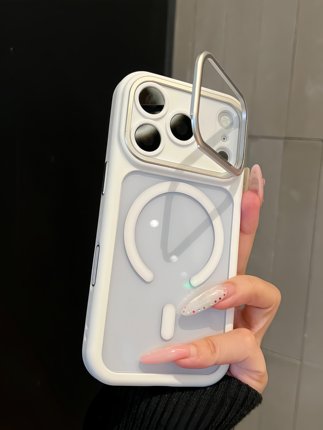 Flip Lens Holder Suitable for Apple 17 Pro Max Phone Case, New Model with Lens Film, iPhone 16 Pro Max Protective Case, Magnetic, High-End Feel, Full Coverage, Anti-Drop, Silicone, Transparent Soft Edge, Unisex