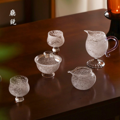 适合春天的玻璃茶器手工透明玻璃茶具泡茶杯雪花纹肌理家用茶具