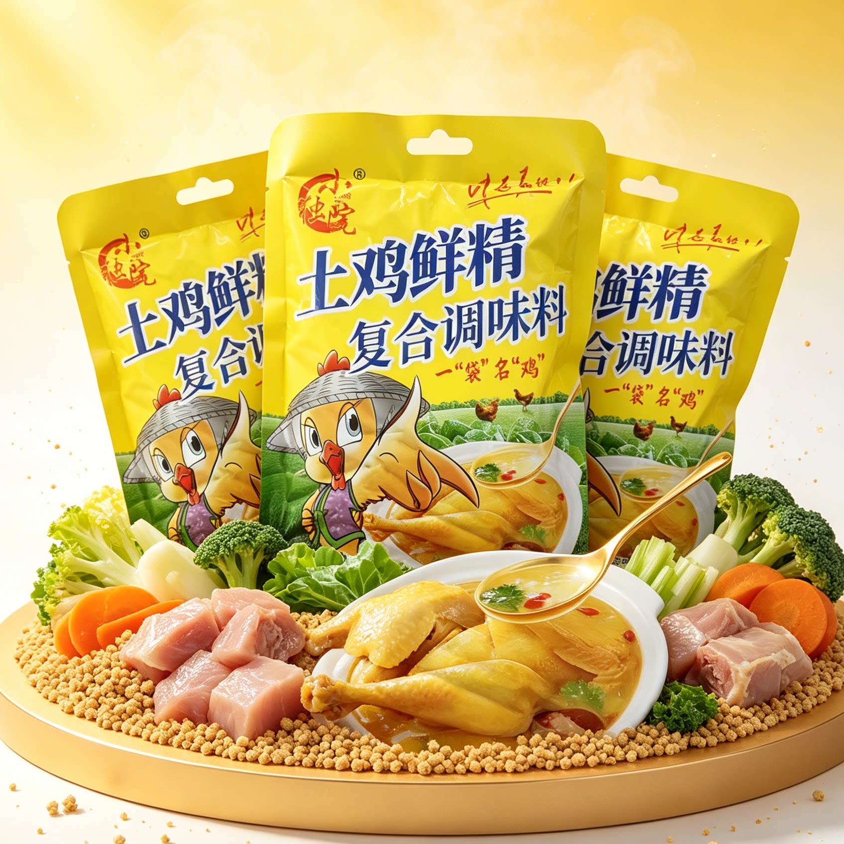 土鸡精100g家用鸡精汤料煲汤炒菜食堂调味料增鲜正宗非味精商用