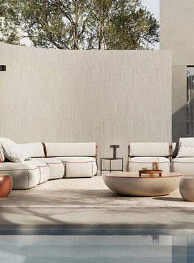 Meridiani简约现代布艺户外沙发别墅庭院家具北京高端定制