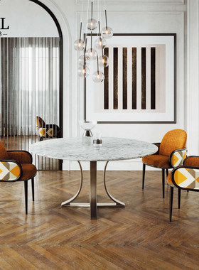 Capital简约实木大理石餐桌Simple marble round dining table