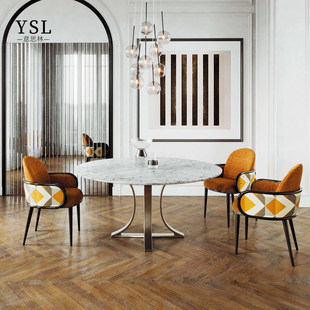 dining round table marble Capital简约实木大理石餐桌Simple