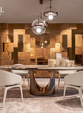 Visionnaire长餐桌轻奢天然大理石Luxurious marble dining table