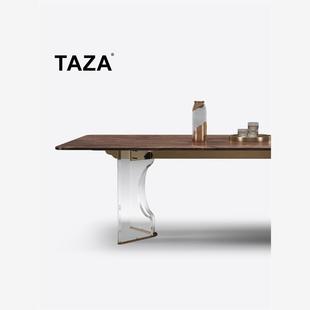 大平层家用餐厅饭桌 极简实木长餐桌 新品 黑胡桃木餐桌 TAZA