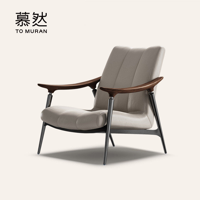 Muran慕然设计师休闲椅高级单人沙发椅全屋配套别墅真皮老虎椅