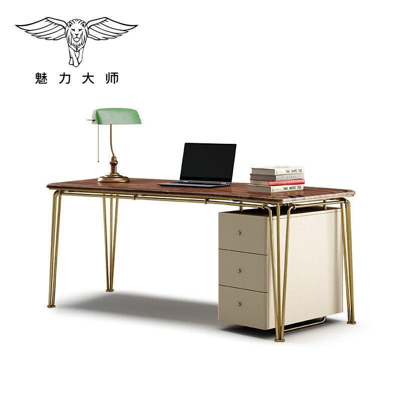 魅力大师 实木书桌 别墅书房现代简约办公桌设计师轻奢实木书桌