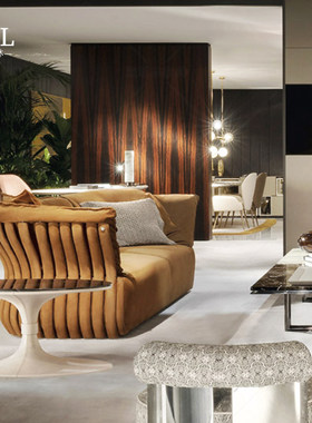 Cornelio Cappellini直排沙发Simple cowhide living room sofa