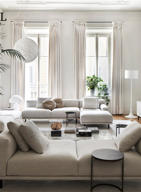 Meridiani沙发奶油风Simple fabric sofa deliver overseas北京