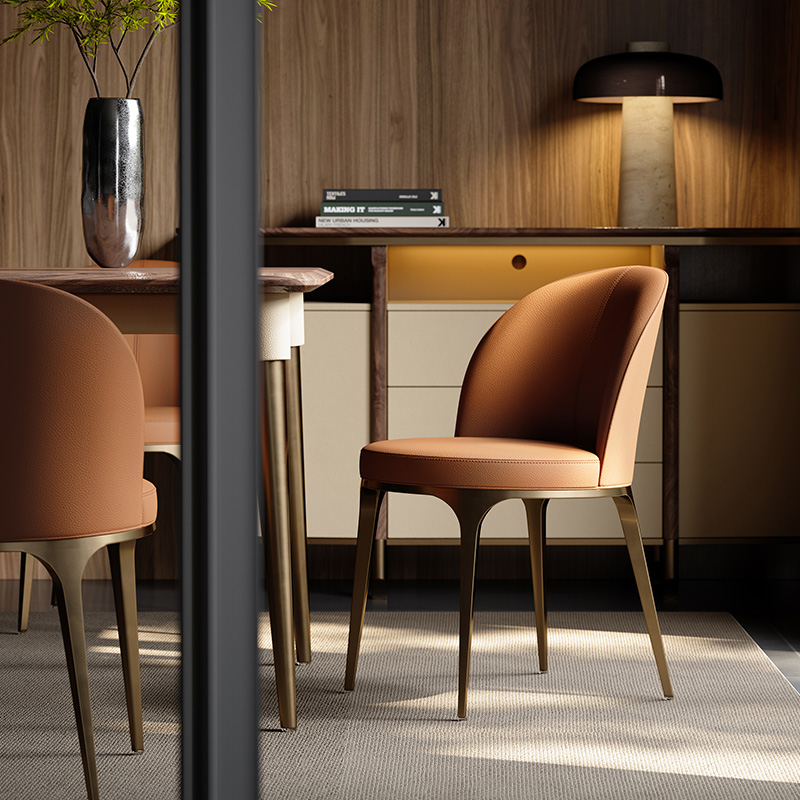 TAZA现代简约全真皮餐椅