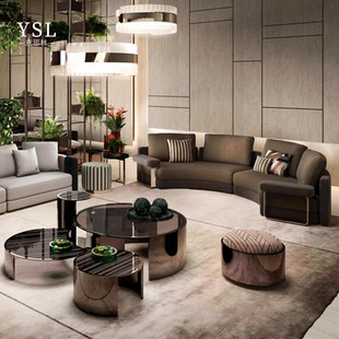 芬迪弧形沙发模块可拼接Living room module curved sofa上海工厂