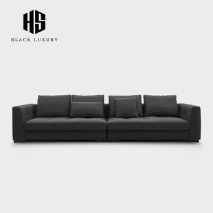 HEISHE 极简高端棉麻布艺直排四人位 Blazer布雷泽沙发客厅意式