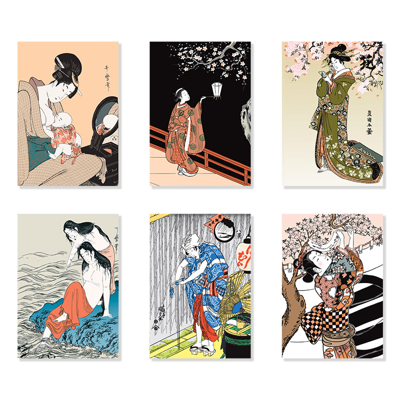 日本料理店挂画日式风格装饰画人物美女仕女图包厢壁画浮世绘墙画