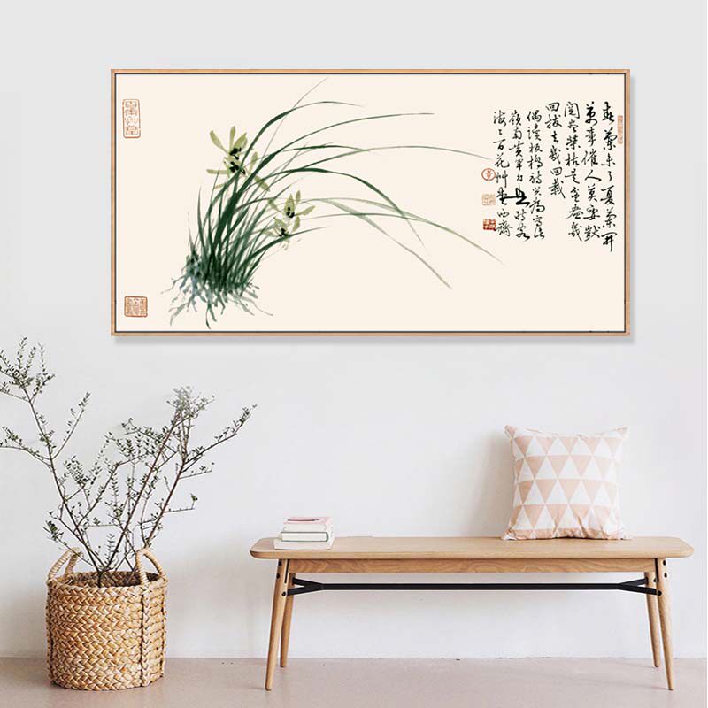 卧室装饰画兰花新中式风格现代简约书房茶室客厅挂画中国风墙壁画